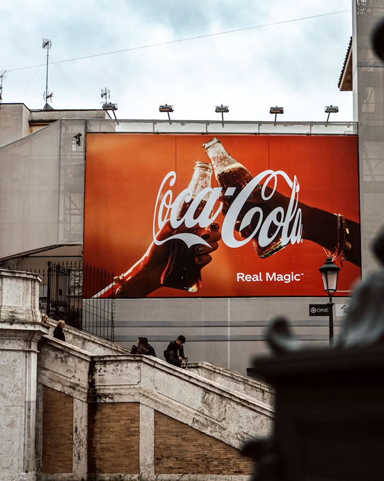 Banner of Coca-Cola on the wall